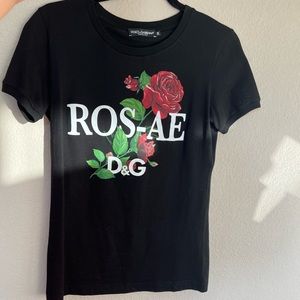 Dolce & Gabbana Rosae Sz 38 Black Floral Tee Tshirt